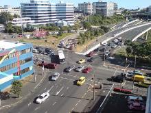 aerial view of road junction