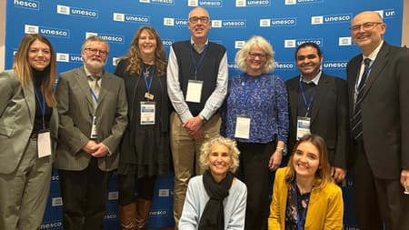 A group of people at a conference