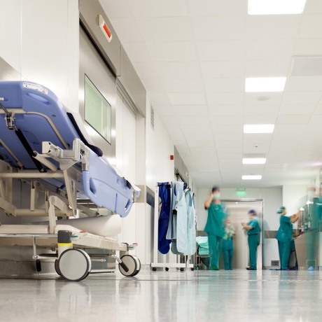 Busy hospital corridor