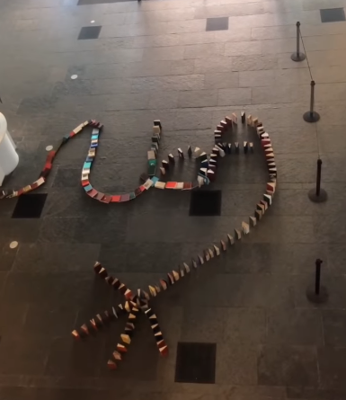 A game of book dominoes in progress
