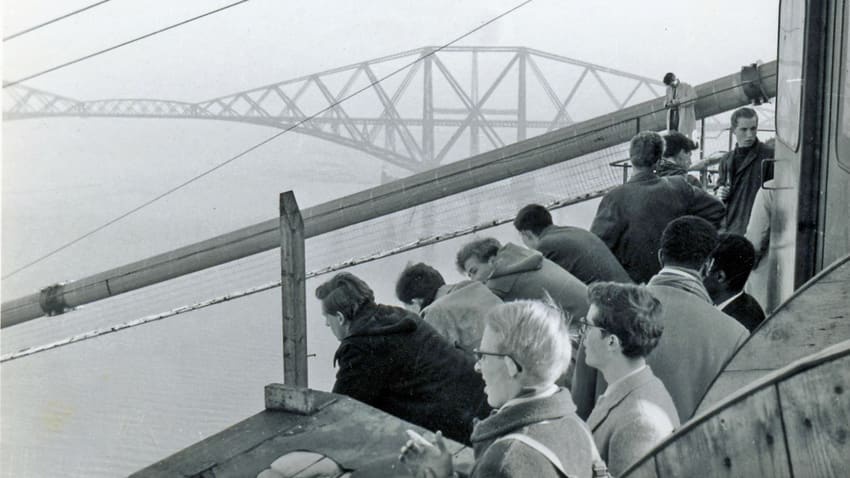 'A. U. Engineering Students' Society visits the (Old) Forth Road Bridge, under construction, 1963